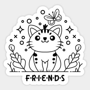 Cats And Butterfly Sticker